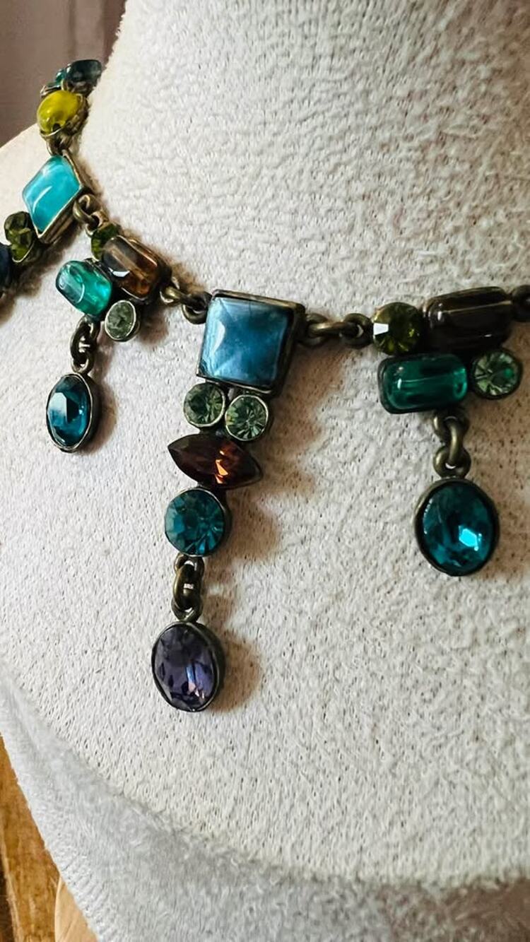 Vintage POGGI PARIS Patrick Battaglia Multicolor Art Glass Necklace